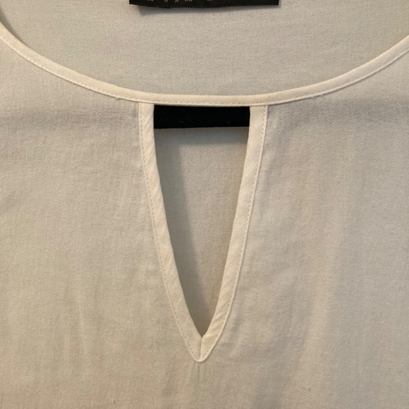 Zara Basic Ivory Cream Off White Blouson 3/4 Sleeve Peasant Blouse Size Small - Picture 4 of 8